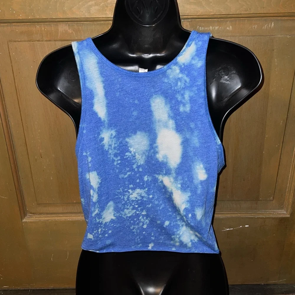 “You’re The Only Ten I See” Tennessee Graphic Blue Tie-Dye Crop Tank Top Size S - Picture 4 of 8